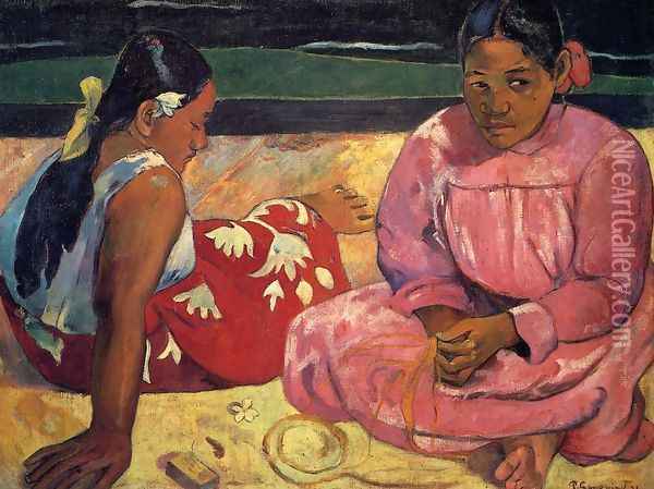 Two Women On The Beach Oil Painting - Paul Gauguin