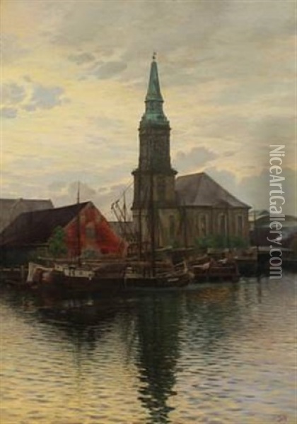 View Of The Christian Church In Copenhagen Oil Painting - Carl Martin Soya-Jensen