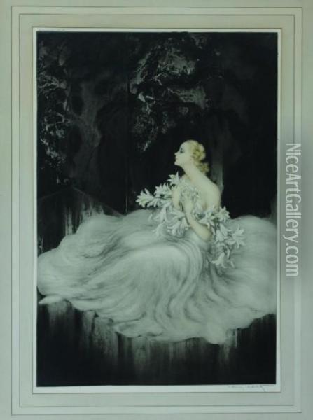 Lady With Camellias Oil Painting - Louis Icart