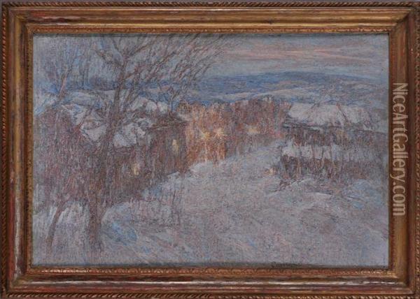 Snowy Twilight Oil Painting - William Carrigan