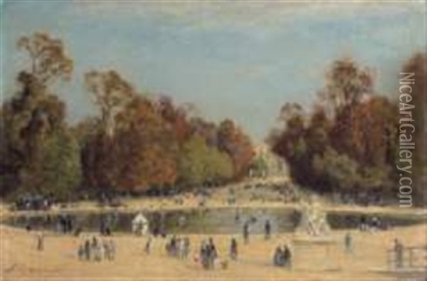 Le Bassin Des Tuileries Oil Painting - Stanislas Lepine