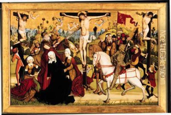 Calvary Oil Painting - Master Of The Death Of Saint Nicholas Of Munster