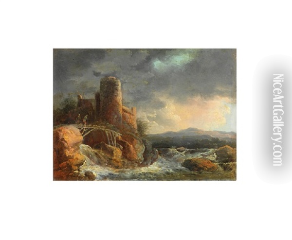 Paysage A La Cascade Oil Painting - Louis-Philippe Crepin