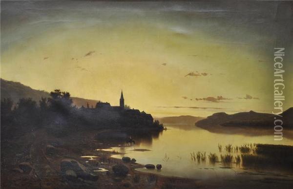 Abendstimmungan Einem See Oil Painting - Adolf Chwala