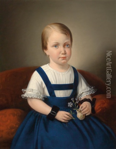 Bildnis Eines Madchens Im Blauen Kleid Oil Painting - Franz Geyling