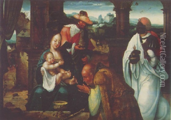 L'adoration Des Mages Oil Painting - Bernaert (Barend) van Orley