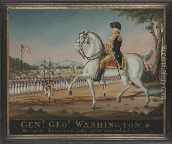General George Washington: Reviewing The Western Army At Fort Cumberland Oil Painting - Frederick Kemmelmeyer