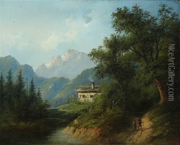 Partie Bei Salzburg Oil Painting - Eduard Boehm