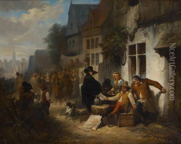 Fete Villageoise Oil Painting - Firmin Gaston Bouvy