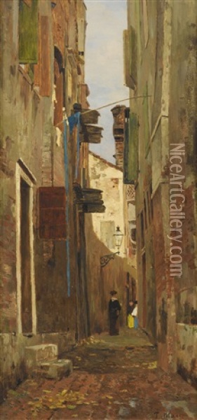 Street In Italy Oil Painting - Tina Blau-Lang