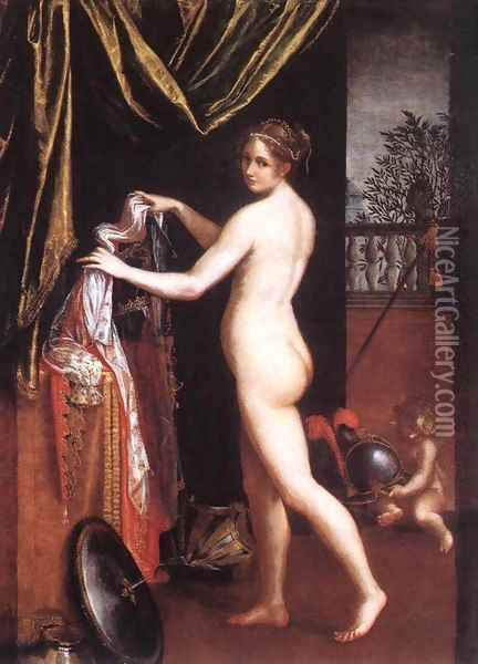 Minerva Dressing Oil Painting - Lavinia Fontana