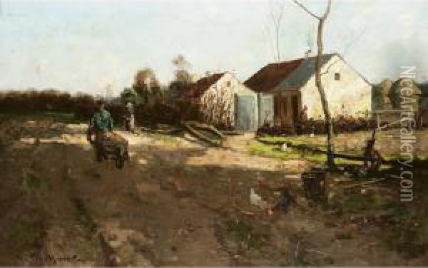 Farm Scene Oil Painting - John Reed Murray