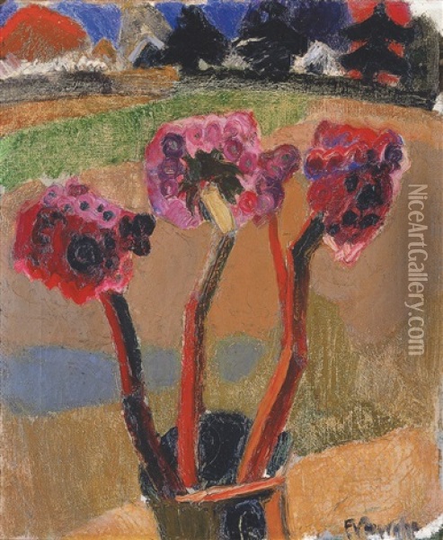 Vase Met Bloemen Oil Painting - Frits Van Den Berghe