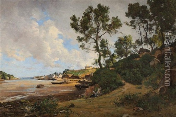 Estuaire En Bretagne Oil Painting - Emmanuel Lansyer