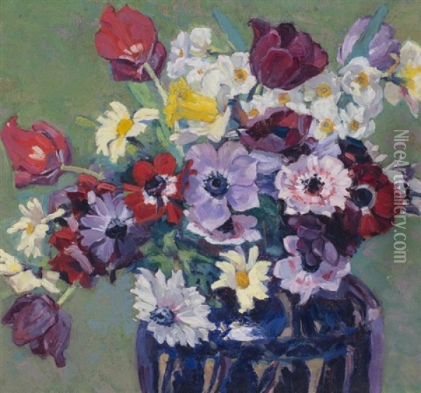 Untitled (flowers In A Vase) Oil Painting - Margaret Jordan Patterson