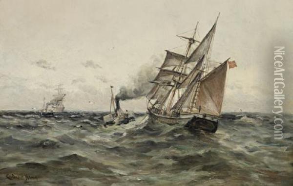 Towing Out Oil Painting - Charles Napier Hemy