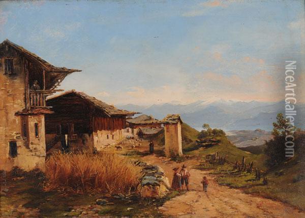 Paesaggio Di Montagna Oil Painting - Giovanni-Battista Camuccini