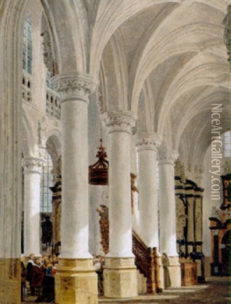 Interior Fra Kirken St. Sablon, Bruxelles Oil Painting - Heinrich Hansen