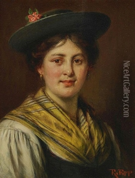 Dirndl Oil Painting - Rudolf Epp