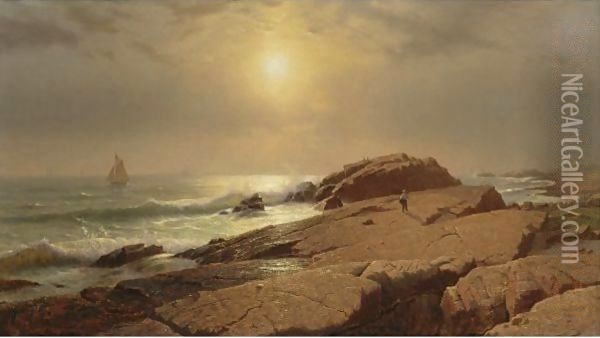 Rocks At Narragansett 2 Oil Painting - William Stanley Haseltine