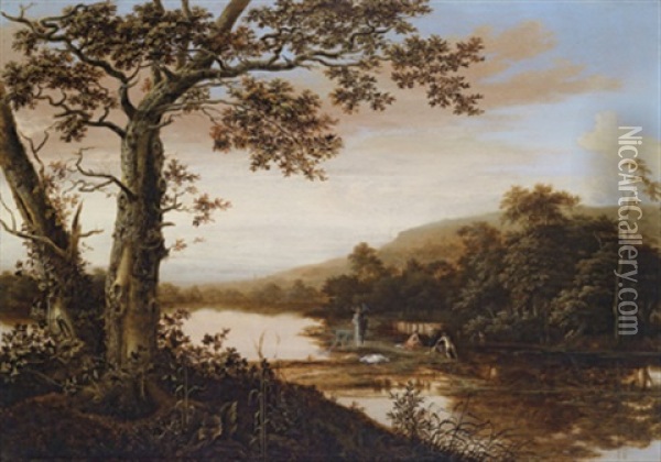 Flusslandschaft Mit Badenden Oil Painting - Joris van der Haagen