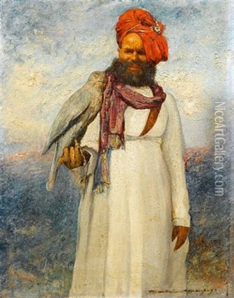 A Hawksman Of Rajgarh Oil Painting - Mortimer Luddington Menpes