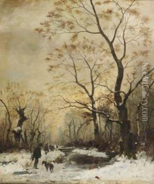 Jagdgesellschaft Im Winterwald Oil Painting - Carl Schultze