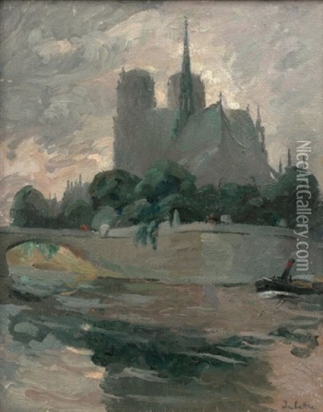 Le Chevet De Notre-dame Oil Painting - Joseph Marie Louis Delattre