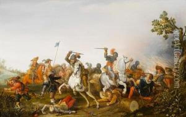 A Cavalry Skirmish Oil Painting - Jan the Younger Martszen