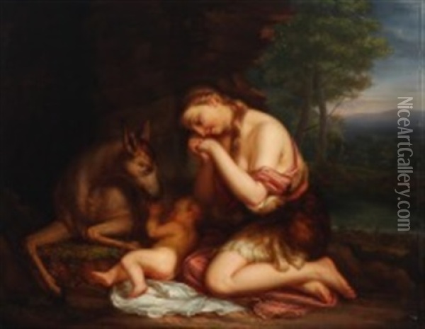 La Creche Oil Painting - Charles Picque