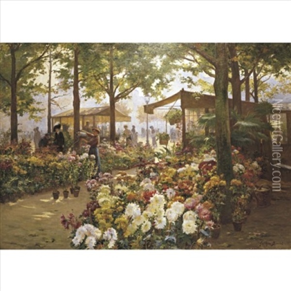 Flower Market Oil Painting - Georges Jules Ernest Binet