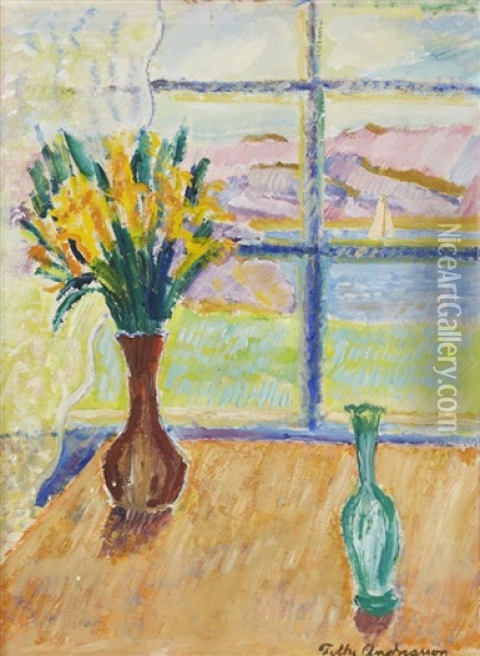 Blomsterstilleben Oil Painting - Folke Andreasson