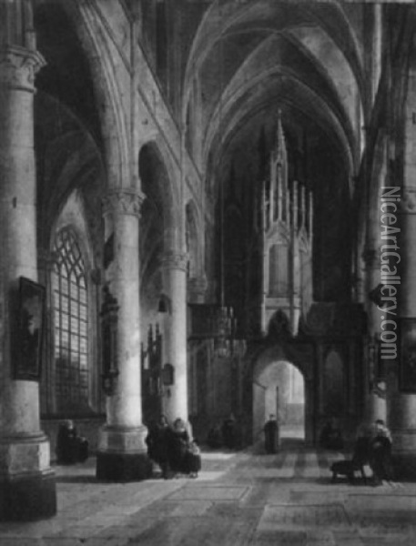 Kircheninterieur Oil Painting - Emile Pierre Joseph de Cauwer