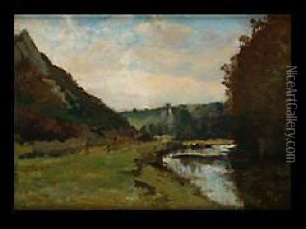 Flusslandschaft Oil Painting - Charles Houben