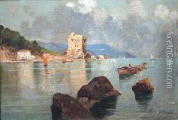 Neopolitan Coastal Oil Painting - Giuseppe Carelli