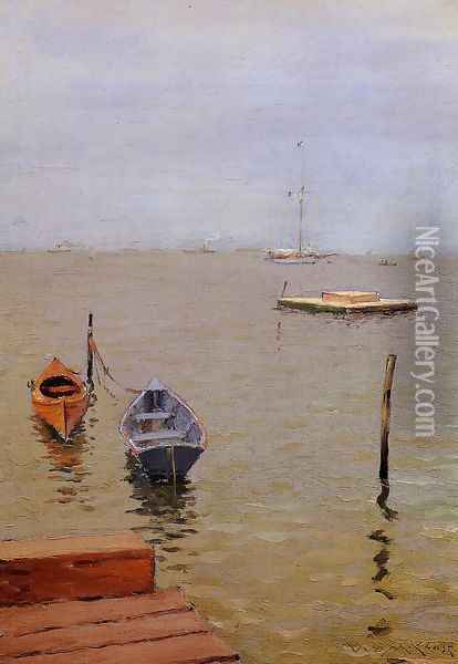 Stormy Day Bath Beach Oil Painting - William Merritt Chase