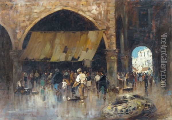 Mercato Del Pesce Oil Painting - Paride Pozzato