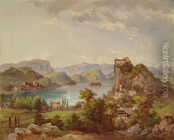 Blick Auf Veldes Oil Painting - Jakob Canciani