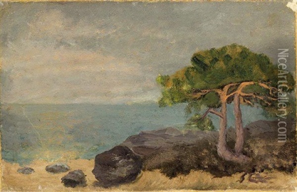 Strandparti, Kymmendo, I (the Beach At Kymmendo) Oil Painting - August Strindberg