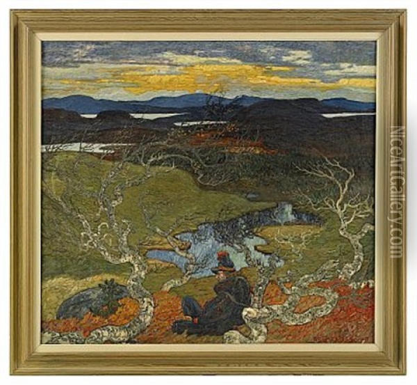 Varafton Bakom Kiruna Oil Painting - Helmer Osslund