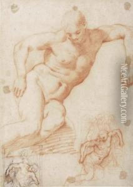 Studies Of The Dead Christ Supported By Angels Oil Painting - Francesco Morandini da Poppi