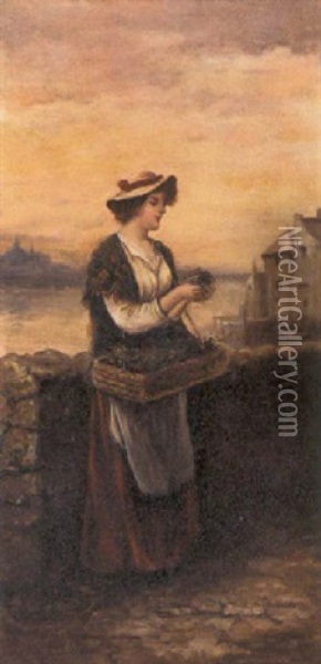 The Flower Seller Oil Painting - Leon Richet
