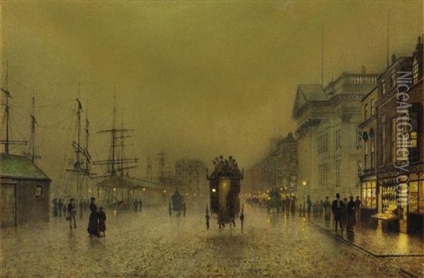 Liverpool Lights, Salthouse Docks Oil Painting - John Atkinson Grimshaw