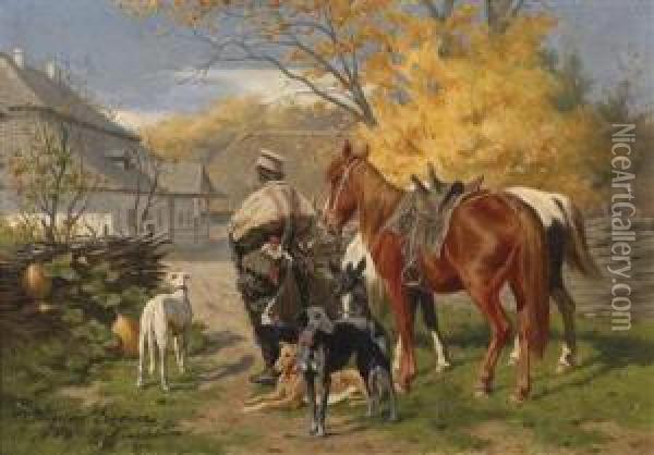 Setting Off For The Hunt Oil Painting - Vladyslav Karol Szerner