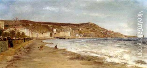 Promenade Des Anglais, Nice Oil Painting - Edoardo de Martino