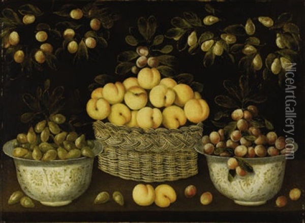 Still Life With Fruit Oil Painting - Blas de Ledesma Prado