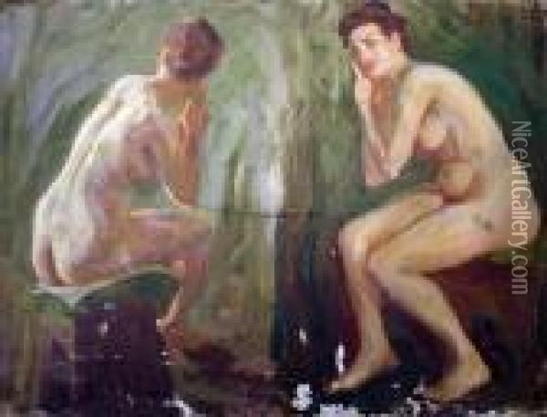 Deux Etudes De Nu De Femme Oil Painting - Raphael-Leon Leguilloux