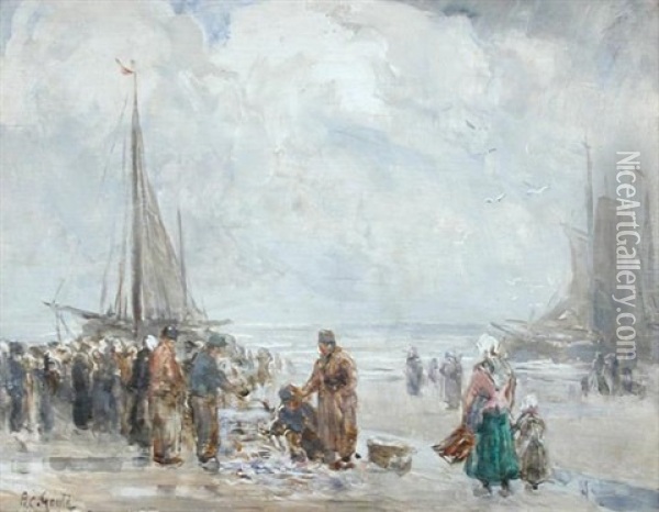On The Beach, Scheveningen, Holland Oil Painting - Alexander Carruthers Gould