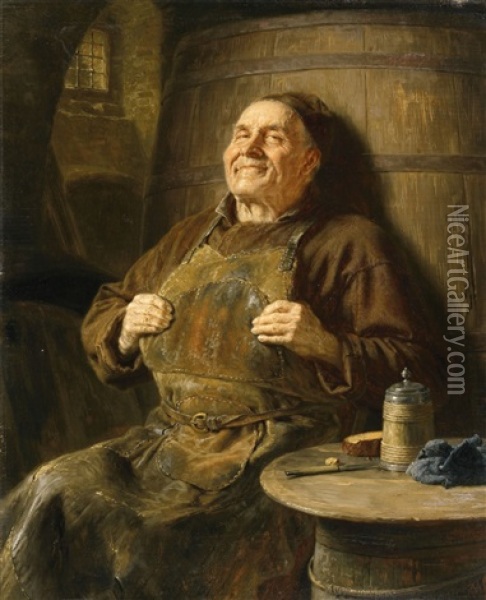 Monch Bei Der Brotzeit Oil Painting - Eduard von Gruetzner