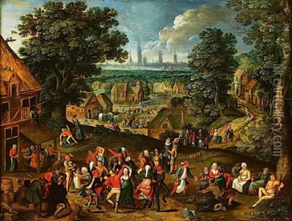 Kermesse Flamande Oil Painting - Gillis Mostaert the Elder